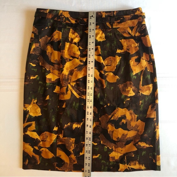 NWT New York & Company Brown & Gold Pencil Skirt Knee-Length Size 14 - Picture 5 of 9